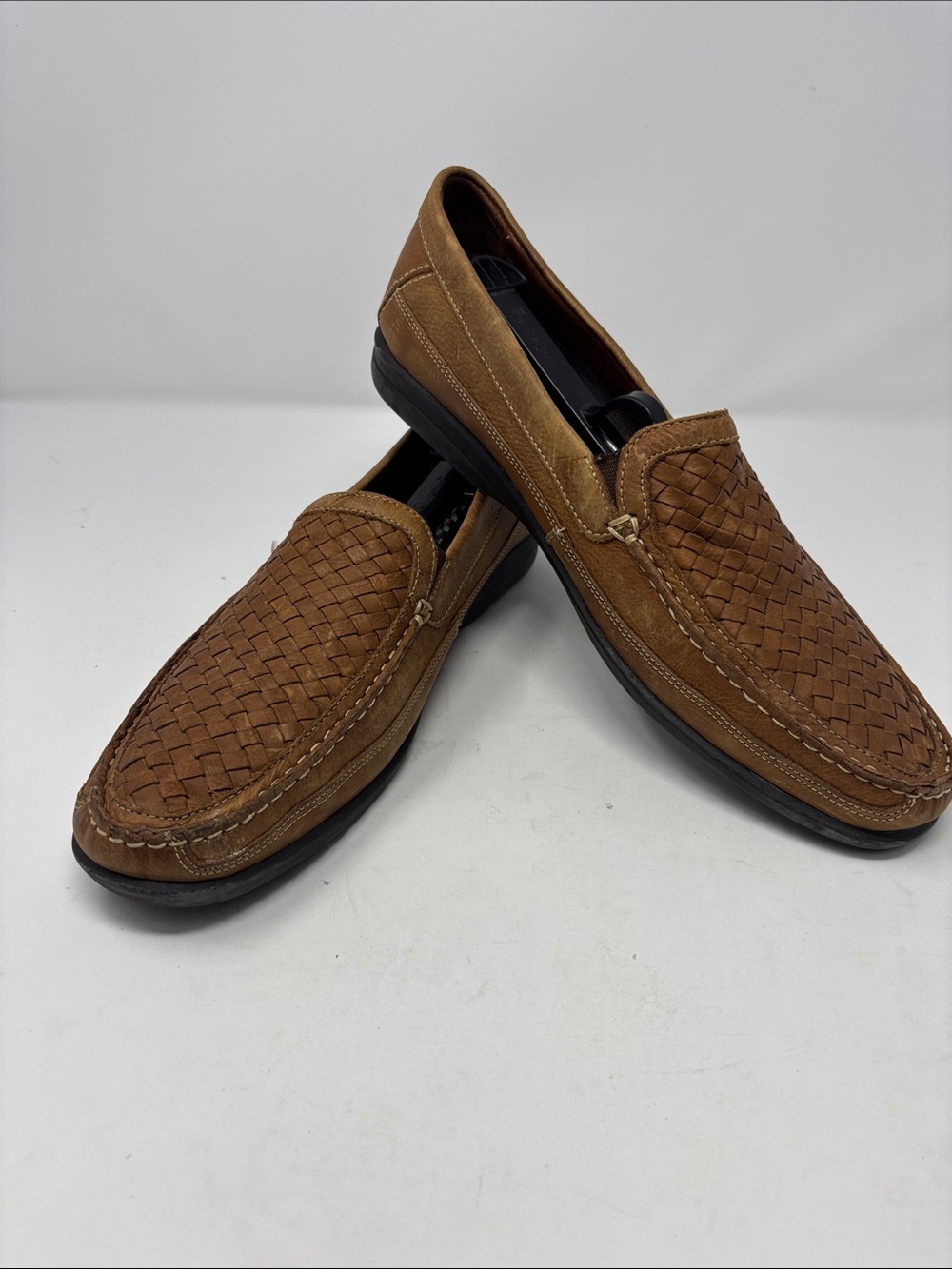 Johnston & Murphy sheepskin 11M 11 M Men's Woven Slip-On Loafers in Brown